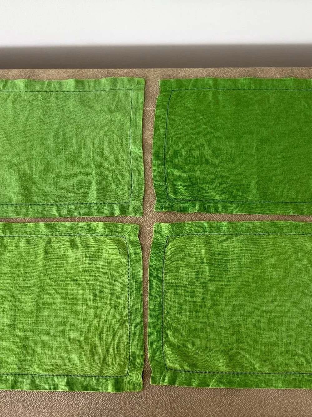 Green Linen Place Mats Set of 4